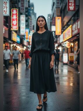 Women's Black Two-Piece Skirt Set - Timeless Minimalist Style
